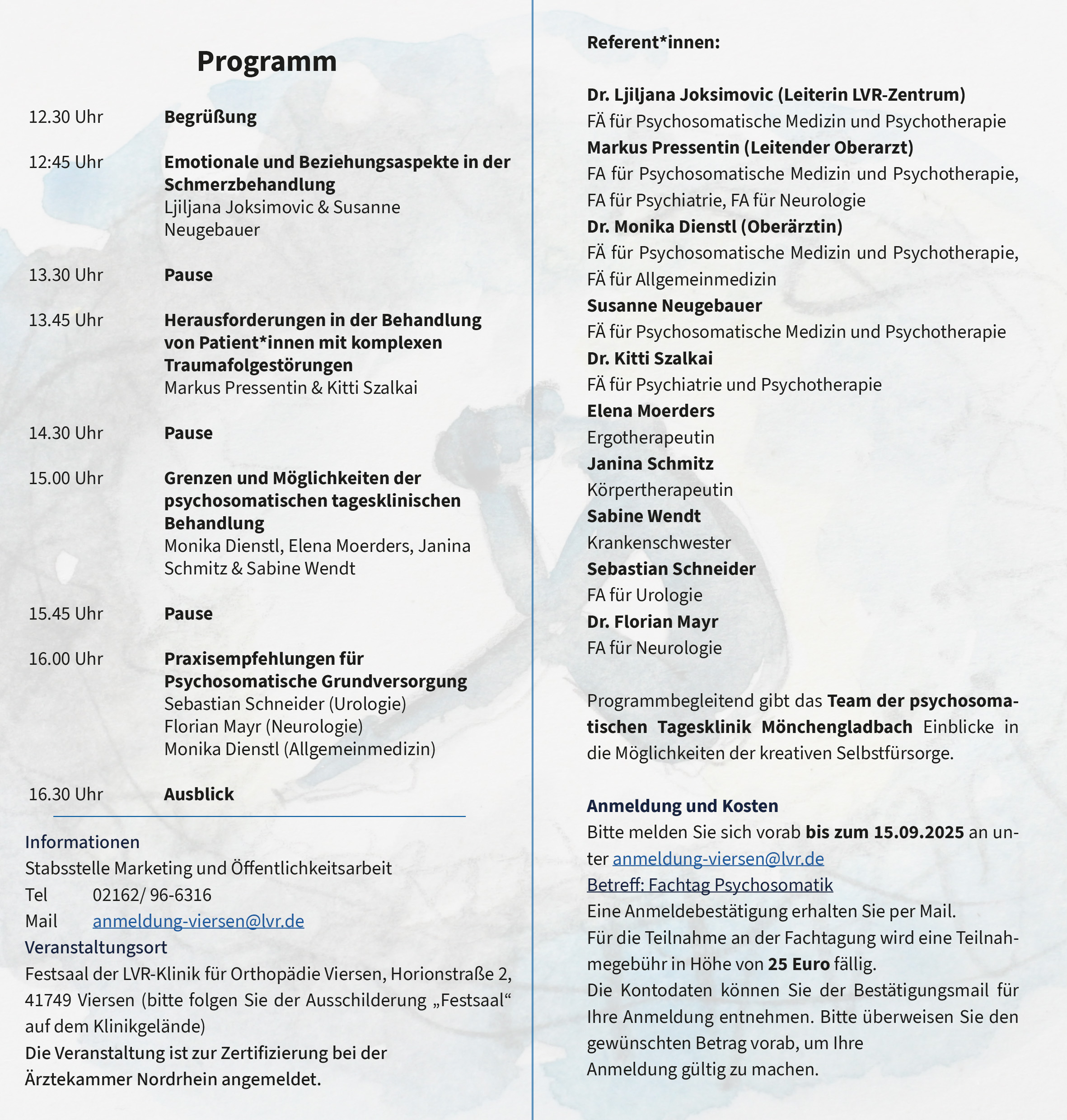 Flyer 8. Viersener psychosomatische Fachtagung Programm