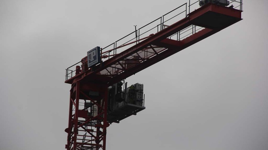 Der obere Teil des Krans ohne den langen Ausleger.