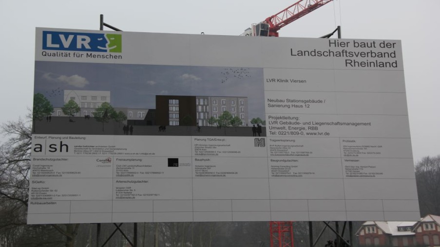 Baustellenschild: Hier baut der LVR