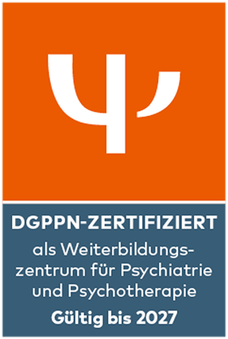 Logo: DGPPN zertifiziert als Weiterbildungszentrum für Psychiatrie und Psychotherapie, gültig bis 2027